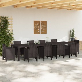 vidaXL Τραπέζι Κήπου Καφέ 350x100x73 εκ. Πολυ Ράτταν