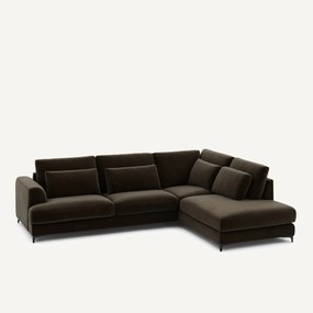 Γωνιακός καναπές δεξιός, βελούδινος, Marsile