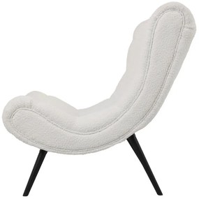 Πολυθρόνα-μπερζέρα Silla μπουκλέ ύφασμα σε λευκή απόχρωση 97x80x100εκ 97x80x100 εκ.