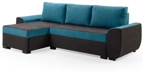 Γωνιακός καναπές κρεβάτι, Martel σκούρο καφέ - τυρκουάζ, με αποθηκευτικό χώρο 258x93x153cm αναστρέψιμος – SIS-TED-044