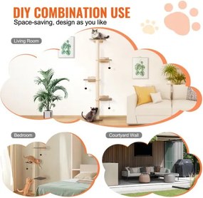 VEVOR Wall Mounted Cat Shelves Tree with Platform Tree-Shaped Cat Furniture Set