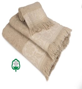 Πετσέτες Σετ 3Τμχ Νέμεσις 10 Beige DimCol Σετ Πετσέτες 70x140cm 100% Βαμβάκι