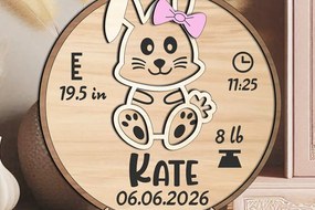 Intra απο ξύλο plywood 3mm-4mm πάχος Ανακοίνωση Bunny Baby Round Board Δίασταση 15x15 cm INTRAFABR-117378563