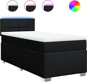 vidaXL Κρεβάτι Boxspring με Στρώμα Μαύρο 100 x 200 εκ. Υφασμάτινο