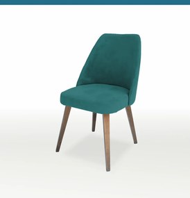 Ξύλινη-βελούδινη καρέκλα Salma πετρολ-καφέ 90,5x48,5x50x44,5cm, FAN1234