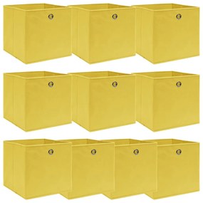 Κουτιά Αποθήκευσης 10 τεμ. Κίτρινα 32 x 32 x 32 εκ. Υφασμάτινα