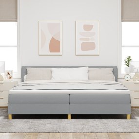 vidaXL Box Spring Bed με Στρώμα Ανοιχτό Γκρι 200x200 cm Ύφασμα