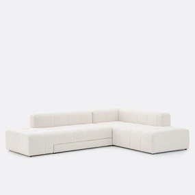 Γωνιακός καναπές δεξιός, μετατρέψιμος, με λεπτή μπουκλέ επένδυση, FANO