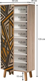 Παπουτσοθήκη - Ντουλάπι Soho Megapap χρώμα sonoma 50x38x135εκ.
