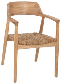 ARMCHAIR KINGSLEY  SUNGKAI WOOD &amp; STRAW MATT IN NATURAL COLOR 57,5x54x80Hcm.