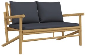 vidaXL Σαλόνι Κήπου Σετ 2 Τεμαχίων από Μπαμπού με Σκ. Γκρι Μαξιλάρια