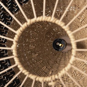 Φωτιστικό Οροφής Κρεμαστό C4354 Φυσικό Rattan - Paper Rope σε Φυσικό -Μαύρο Φ54x42-145Υεκ. 54x54x145 εκ.