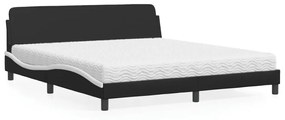 Κρεβάτι με Στρώμα Μαύρο/Λευκό 180x200 εκ. από Συνθετικό δέρμα