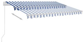 vidaXL Τέντα Συρόμενη Χειροκίνητη με LED Μπλε/Λευκό 300 x 250 εκ.