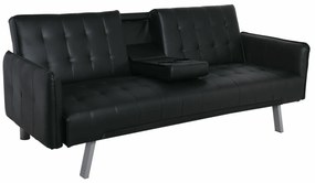 Καναπές κρεβάτι Mesa 486, Αριθμός θέσεων: 3, Μαύρο, 82x188x80cm, 35 kg, Πόδια: Μέταλλο, Μερικώς συναρμολογημένο | Epipla1.gr