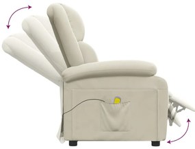 vidaXL Πολυθρόνα Μασάζ Κρεμ Βελούδινη