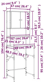 Ντουλάπι Πλυντηρίου Μαύρο 68x48,5x194 εκ.