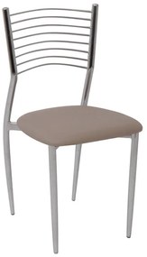 VIVIAN Καρέκλα Μέταλλο Χρώμιο, PVC Cappuccino 40x44x83cm ΕΜ935,4