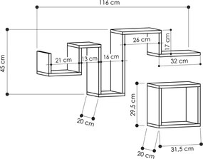 Ράφι Τοίχου Δρυς DRESUZE 116x20x45