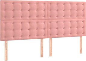 vidaXL Κρεβάτι Boxspring με Στρώμα Ροζ 180x200 εκ. Βελούδινο