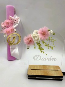 Ρομαντική Αρωματική  λαμπάδα με μονόγραμμα - Σετ Λαμπάδα και Αυγό