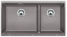 Blanco Subline-U 480/320-U Alu Metallic SILGRANIT™ PuraDur™ Γρανιτένιος Νεροχύτης Υποκαθήμενος με 2 Γούρνες 85,5x46 cm