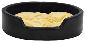 vidaXL Κρεβάτι Σκύλου Μαύρο/Κίτρινο 79x70x19 εκ. Βελουτέ/Συνθ. Δέρμα