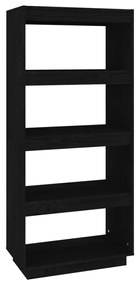 vidaXL Βιβλιοθήκη/Διαχωριστικό Χώρου Μαύρο 60x35x135 εκ. Μασίφ Πεύκο