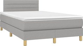vidaXL Κρεβάτι Boxspring με Στρώμα &amp; LED Αν.Γκρι 120x190εκ. Υφασμάτινο