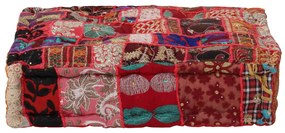 vidaXL Πουφ Patchwork Τετράγωνο Χειροπ. Κόκκινο 50x50x12 εκ. Βαμβάκι
