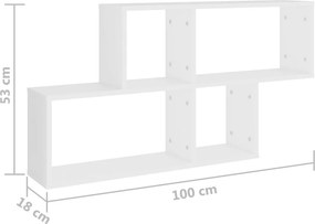 vidaXL Ράφι Τοίχου Λευκό 100 x 18 x 53 εκ. από Επεξεργασμένο Ξύλο