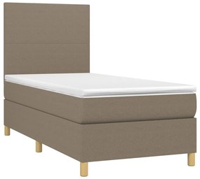 vidaXL Κρεβάτι Boxspring με Στρώμα &amp; LED Taupe 90x190 εκ. Υφασμάτινο