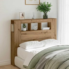 vidaXL LED κεφαλάρι Artisan Oak 120x18,5x103,5 cm Κατασκευασμένο ξύλο