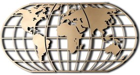 Διακοσμητικό Τοίχου World Map Globe - 805BSG1144 60x120cm Gold Wallity Μέταλλο