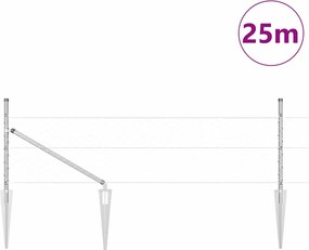 vidaXL Στύλος Περιφράξεων Ασημί 25 x 0,5 μ (50 mm πλέγμα) Ατσάλι