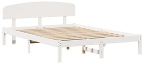 vidaXL Κρεβάτι με Κεφαλάρι Λευκό 160x200 εκ Μασίφ Ξύλο Πεύκου