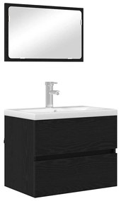 vidaXL Σετ Επίπλων Μπάνιου με συρτάρι 2 pcs Μαύρη Οξυά 57 x 37 x 45 εκ