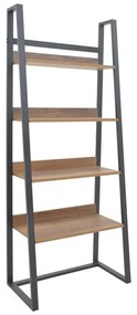 Βιβλιοθήκη Ryder pakoworld καρυδί-μαύρο 75x36x185εκ