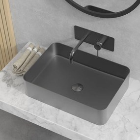 Νιπτήρας Επικαθήμενος Ανοξείδωτος 4376F 50x35x12cm Gun Metal Karag Ανοξείδωτο Ατσάλι
