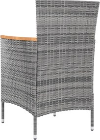 vidaXL Σετ Τραπεζαρίας Εξ. Χώρου 9 τεμ. Γκρι Συνθ. Ρατάν με Μαξιλάρια