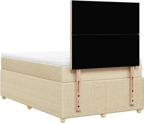 vidaXL Κρεβάτι Boxspring με Στρώμα Κρεμ 120x200 εκ. Υφασμάτινο