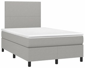 vidaXL Κρεβάτι Boxspring με Στρώμα & LED Αν.Γκρι 120x190εκ. Υφασμάτινο