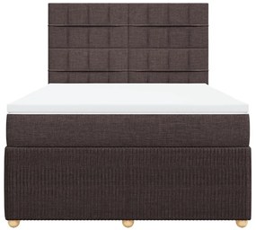 Κρεβάτι Boxspring με Στρώμα Σκούρο Καφέ 140x200 εκ Υφασμάτινο - Καφέ