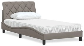 vidaXL Κρεβάτι με Στρώμα Taupe 100 x 200 εκ. Υφασμάτινο