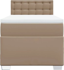 vidaXL Κρεβάτι Boxspring με Στρώμα Καπουτσίνο 90x200εκ.από Συνθ. Δέρμα