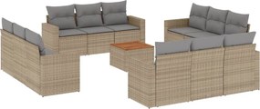 vidaXL Σετ Καναπέ Κήπου 13τεμ Μπεζ Συνθ. Ρατάν με Μαξιλάρια