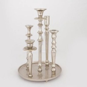 Κηροπήγιο Μεταλλικό 752-24068 24x24x37cm Silver Estheti Home Μέταλλο