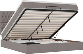 vidaXL Οθωμανικό κρεβάτι με στρώματα Taupe 200x200cm ύφασμα