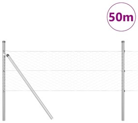 vidaXL Φράχτης με Στήλες. Ασημί 0.4 x 50 μ. Ατσάλι με επικάλυψη PVC