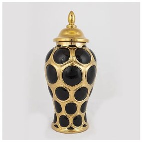 Βάζο Κεραμικό Μαύρο &amp; Χρυσό 17.7x17.7x40cm 752-20013 Estheti-752-20013-Μαύρο-Χρυσό 752-20013